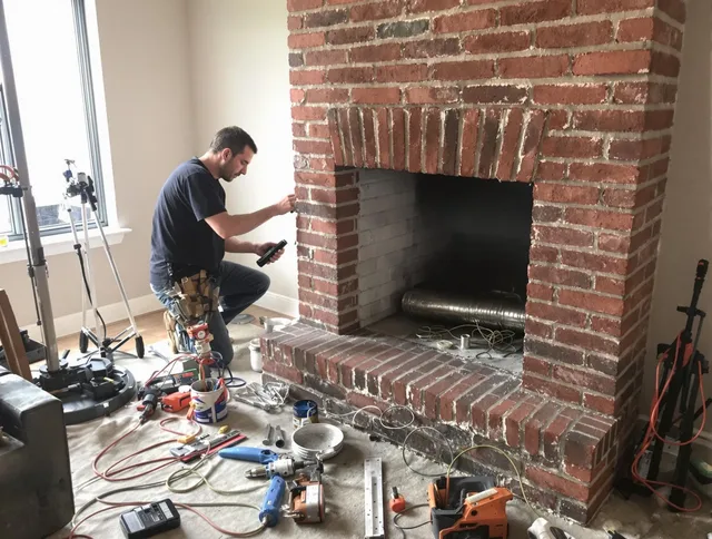 Bedford Chimney Sweep specialist finalizing chimney liner service in Bedford, OH