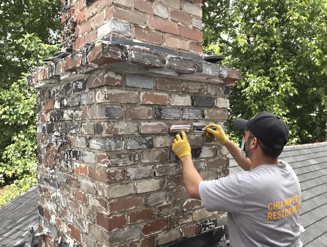 In-progress chimney restoration by Bedford Chimney Sweep in Bedford, OH