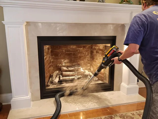 Fireplace cleaning performed by Bedford Chimney Sweep in Bedford, OH