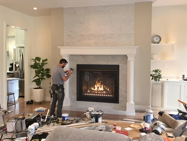 Newly installed fireplace by Bedford Chimney Sweep in Bedford, OH
